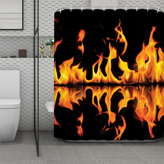 Fire Flame Burning Print Polyester Shower Curtain