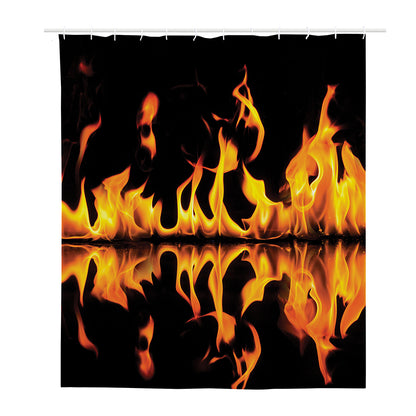 Fire Flame Burning Print Polyester Shower Curtain
