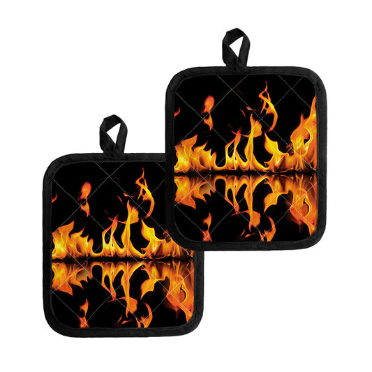Fire Flame Burning Print Pot Holders