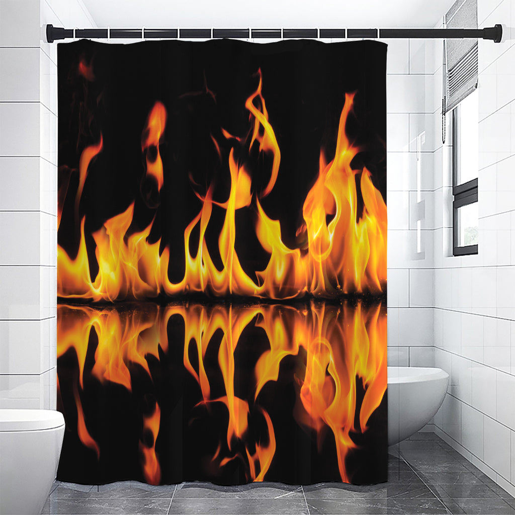 Fire Flame Burning Print Premium Shower Curtain