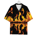 Fire Flame Burning Print Rayon Hawaiian Shirt