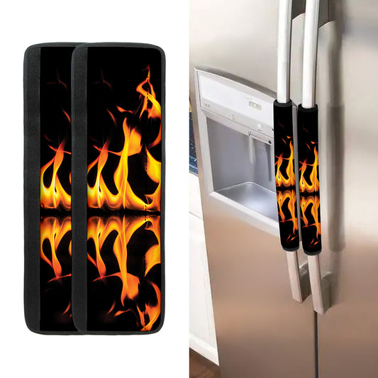 Fire Flame Burning Print Refrigerator Handle Covers