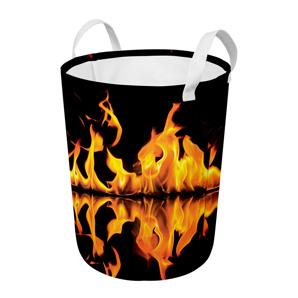 Fire Flame Burning Print Round Laundry Basket