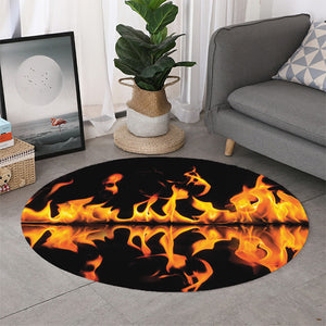 Fire Flame Burning Print Round Rug