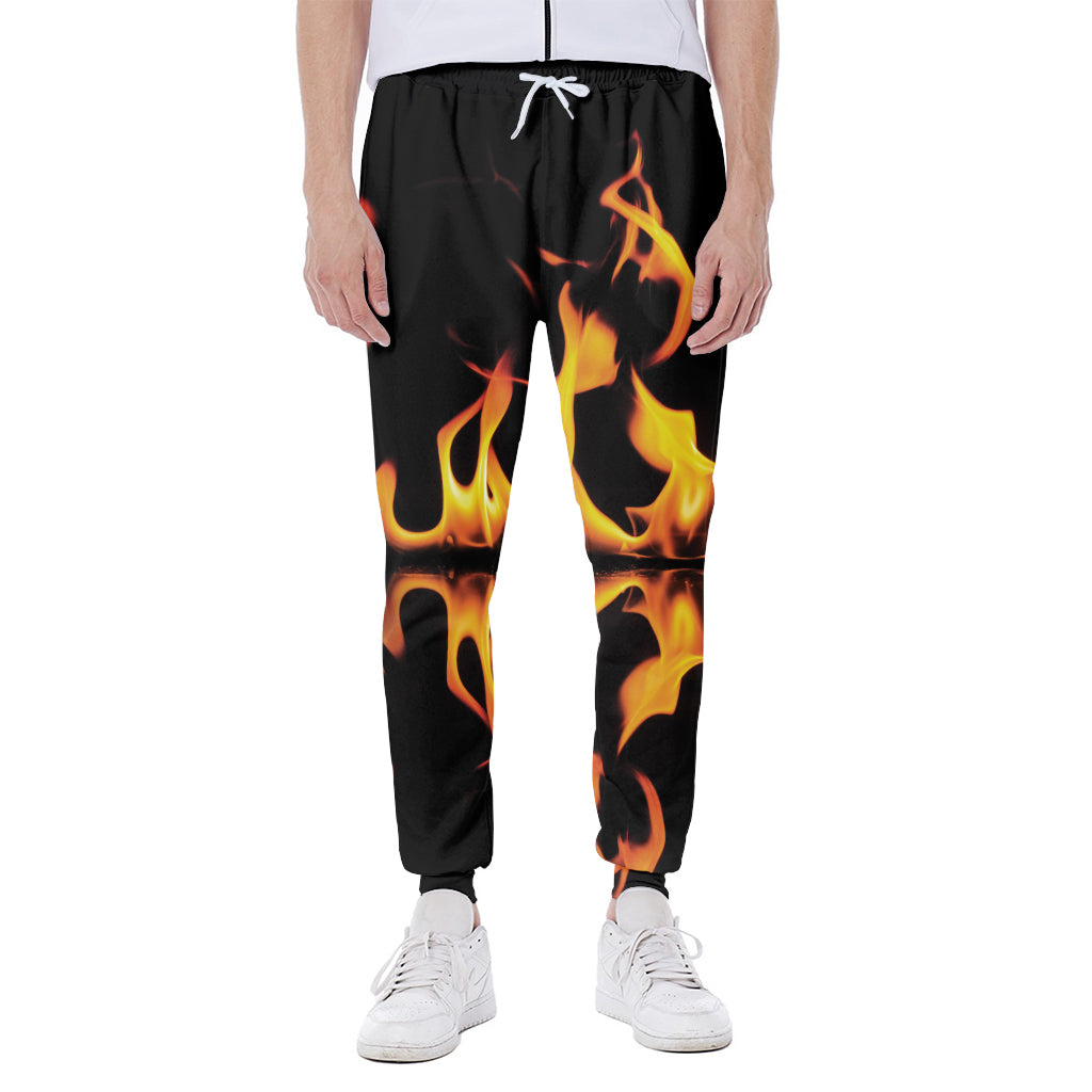 Fire Flame Burning Print Scuba Joggers