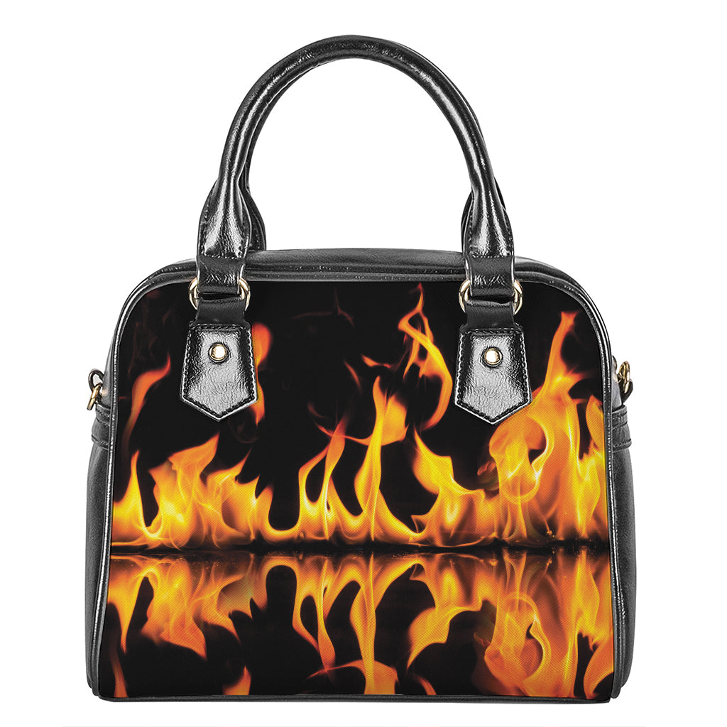 Fire Flame Burning Print Shoulder Handbag