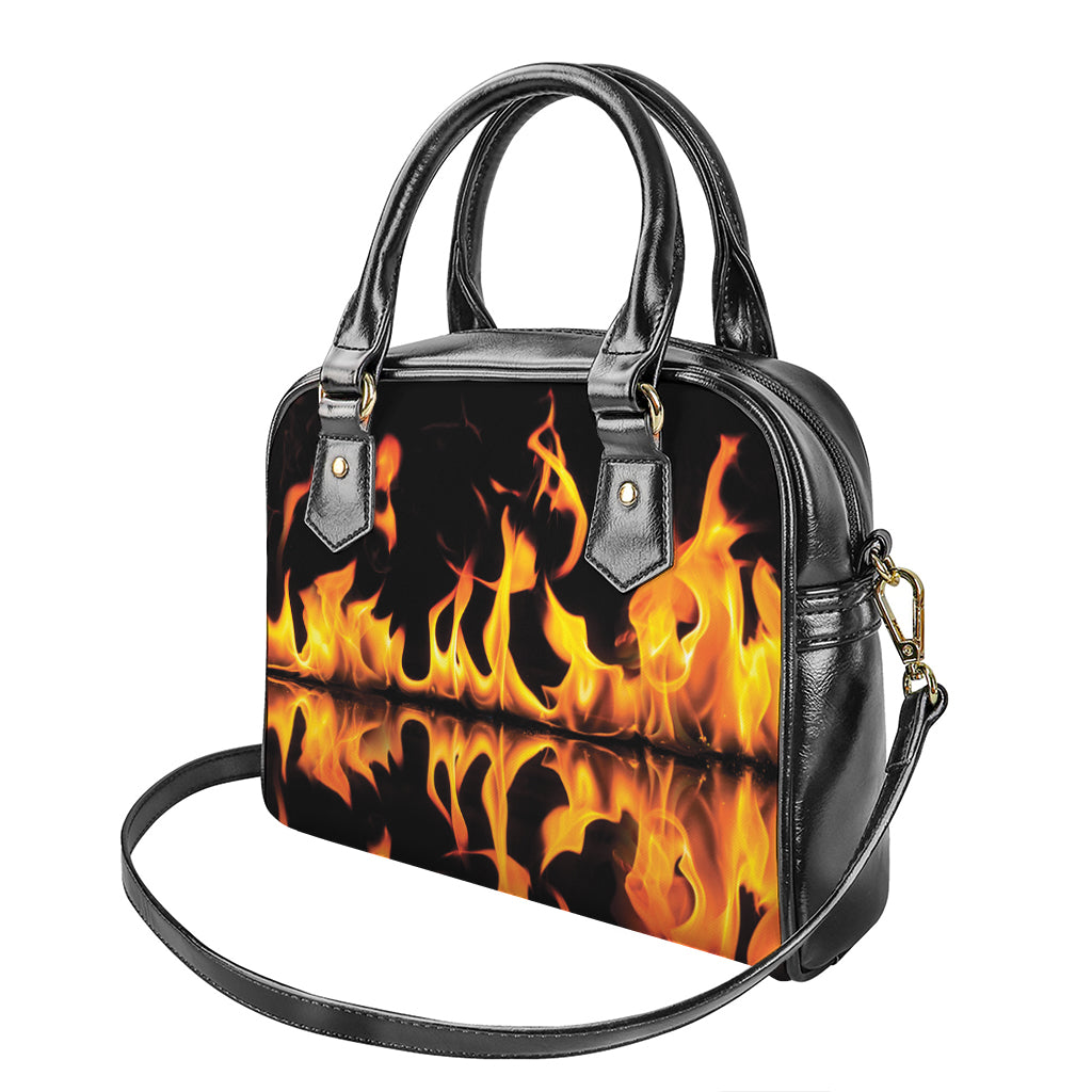 Fire Flame Burning Print Shoulder Handbag