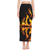 Fire Flame Burning Print Side Slit Maxi Skirt