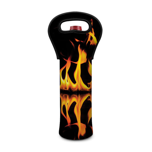 Fire Flame Burning Print Single Neoprene Wine Tote