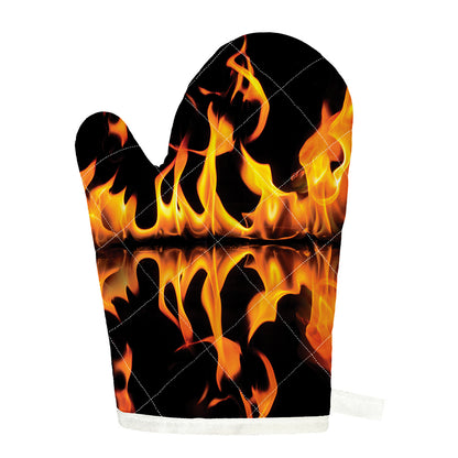 Fire Flame Burning Print Single Oven Mitt