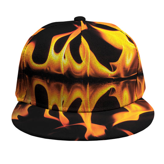 Fire Flame Burning Print Snapback Cap