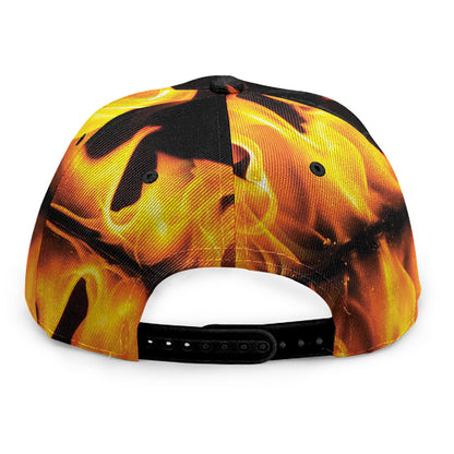 Fire Flame Burning Print Snapback Cap