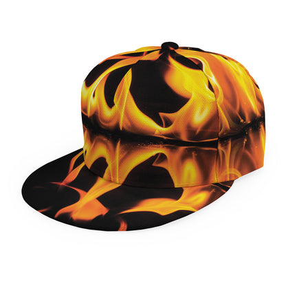 Fire Flame Burning Print Snapback Cap