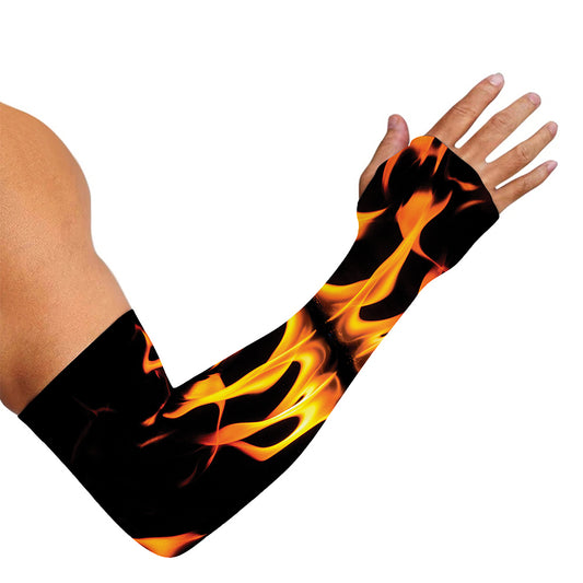 Fire Flame Burning Print Sun Protection Arm Sleeves
