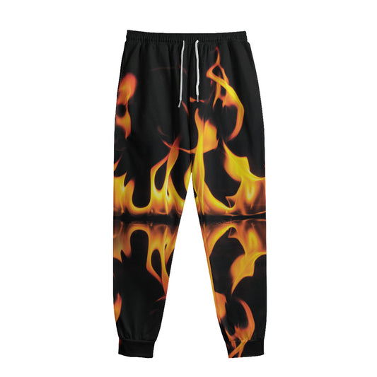 Fire Flame Burning Print Sweatpants