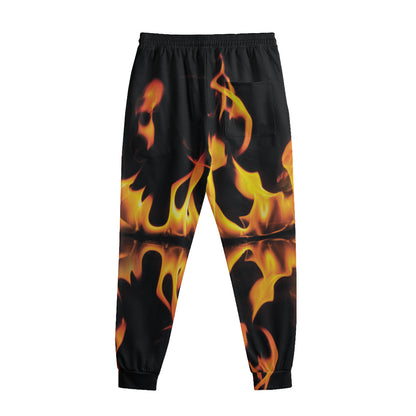 Fire Flame Burning Print Sweatpants