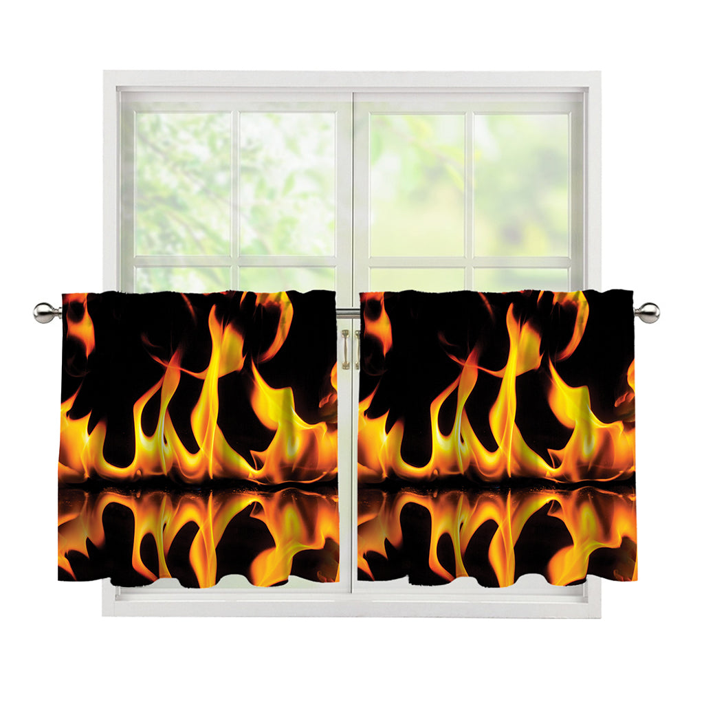Fire Flame Burning Print Tier Curtains