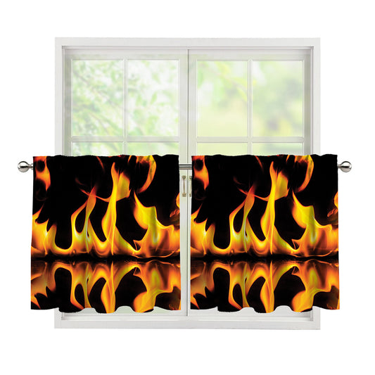 Fire Flame Burning Print Tier Curtains