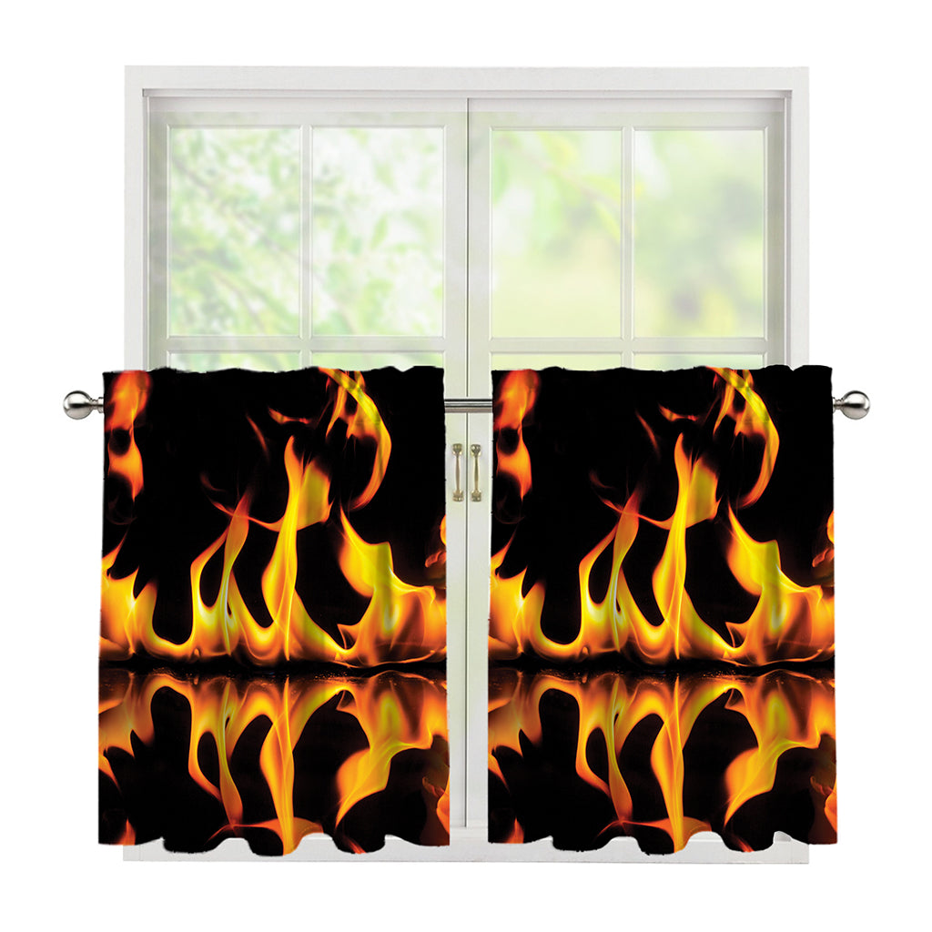 Fire Flame Burning Print Tier Curtains