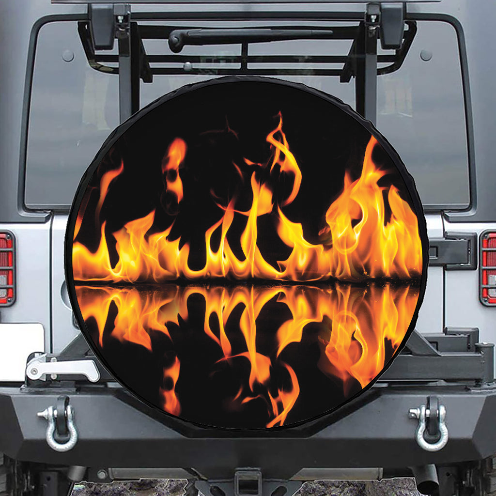 Fire Flame Burning Print Tire Cover