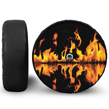 Fire Flame Burning Print Tire Cover With Camera Hole
