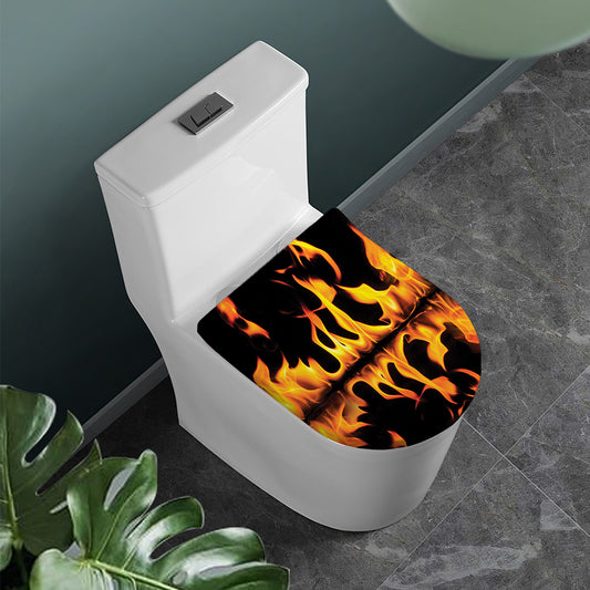 Fire Flame Burning Print Toilet Lid Cover