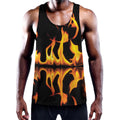 Fire Flame Burning Print Men's Workout Tank Top