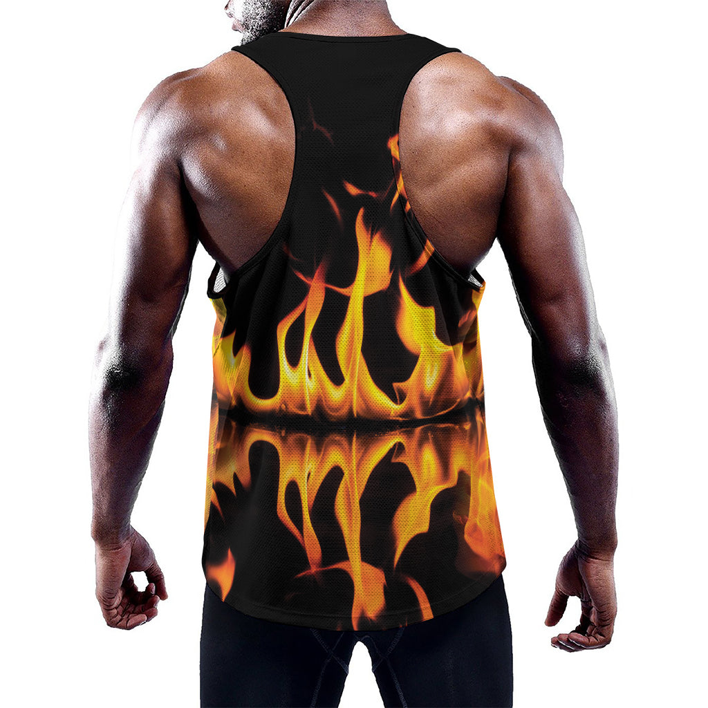 Fire Flame Burning Print Training Tank Top