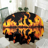 Fire Flame Burning Print Waterproof Round Tablecloth