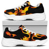 Fire Flame Burning Print White Chunky Shoes