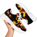 Fire Flame Burning Print White Chunky Shoes