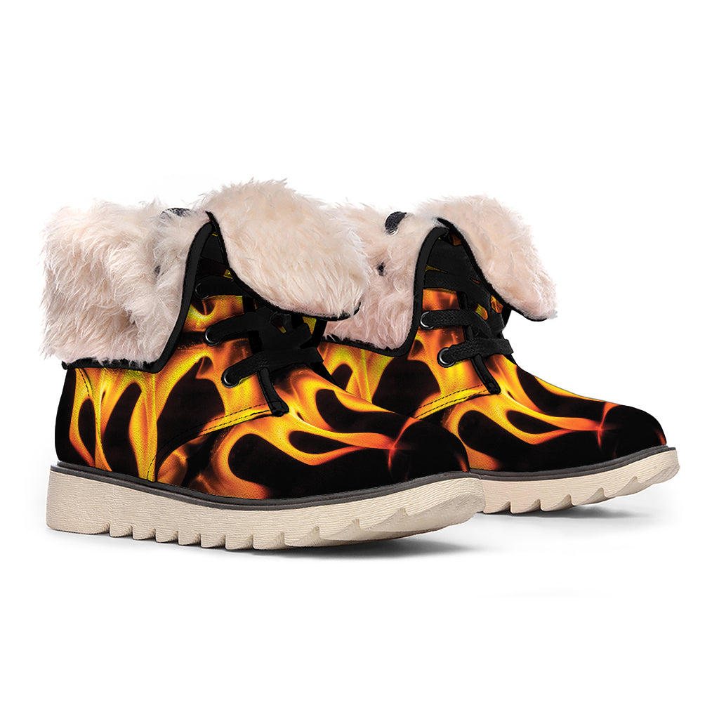 Fire Flame Burning Print Winter Boots