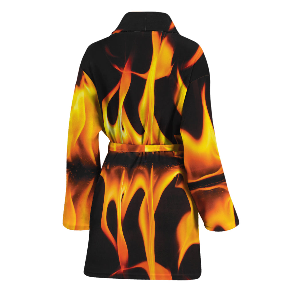 Fire Flame Burning Print Women's Bathrobe