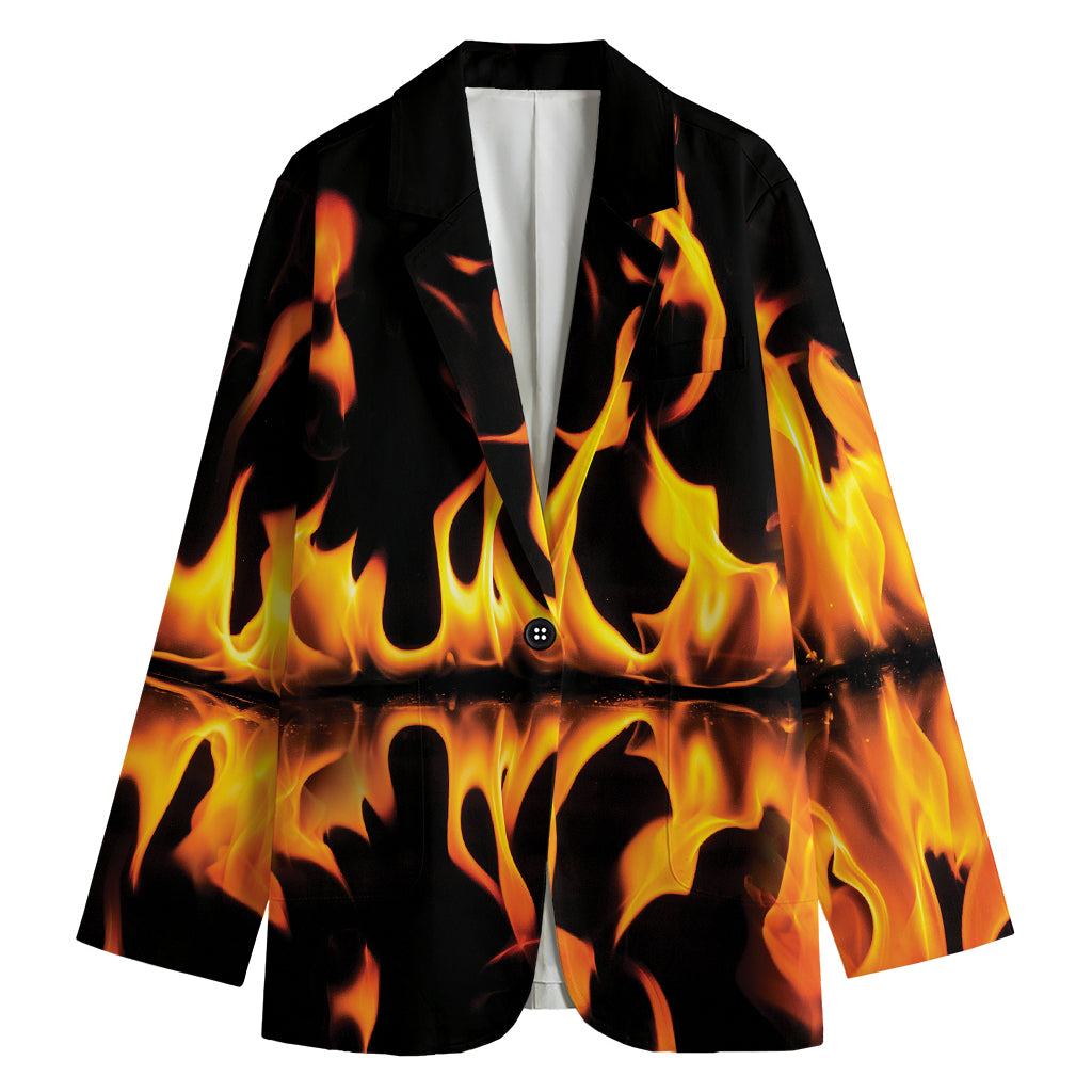 Fire Flame Burning Print Women's Blazer