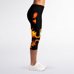 Fire Flame Burning Print Women's Capri Leggings