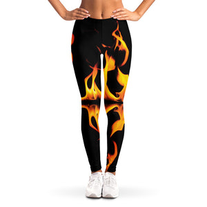 Fire Flame Burning Print Women's Leggings