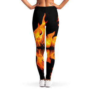 Fire Flame Burning Print Women's Leggings