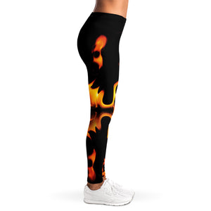 Fire Flame Burning Print Women's Leggings