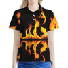 Fire Flame Burning Print Women's Polo Shirt