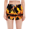 Fire Flame Burning Print Women's Split Running Shorts