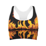 Fire Flame Burning Print Women's Sports Bra