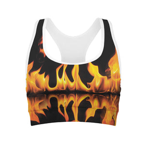 Fire Flame Burning Print Women's Sports Bra