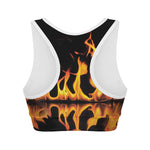 Fire Flame Burning Print Women's Sports Bra