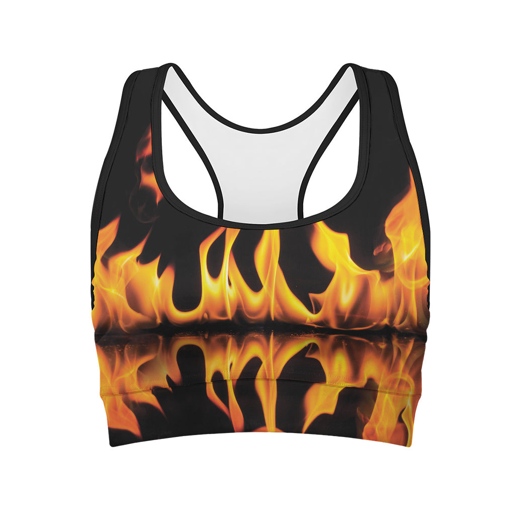 Fire Flame Burning Print Women's Sports Bra