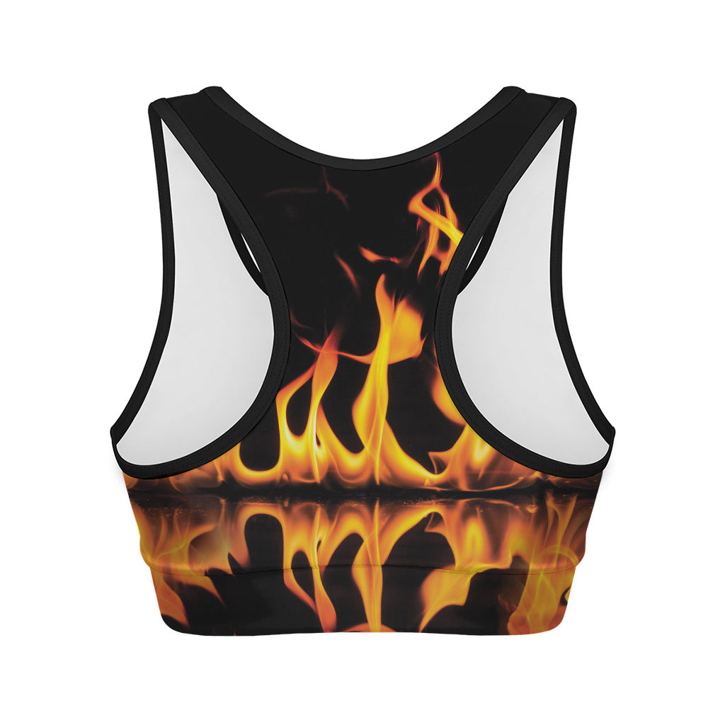 Fire Flame Burning Print Women's Sports Bra