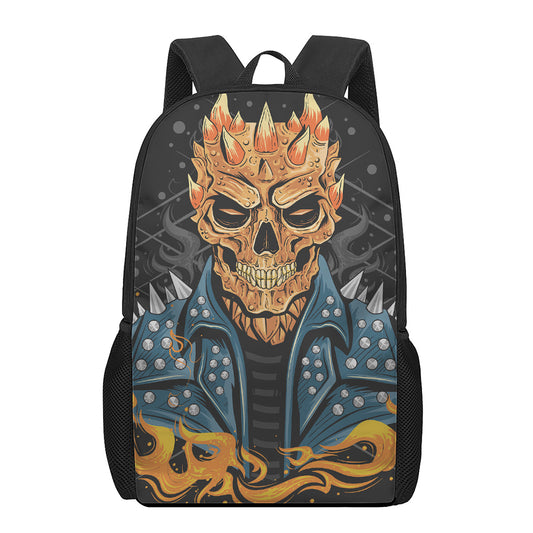 Fire Punk Devil Print 17 Inch Backpack