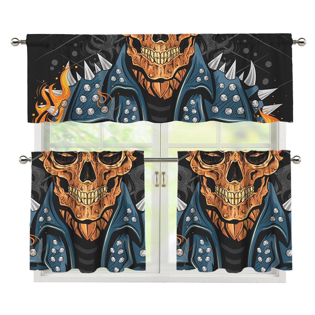 Fire Punk Devil Print 3 Piece Kitchen Curtains
