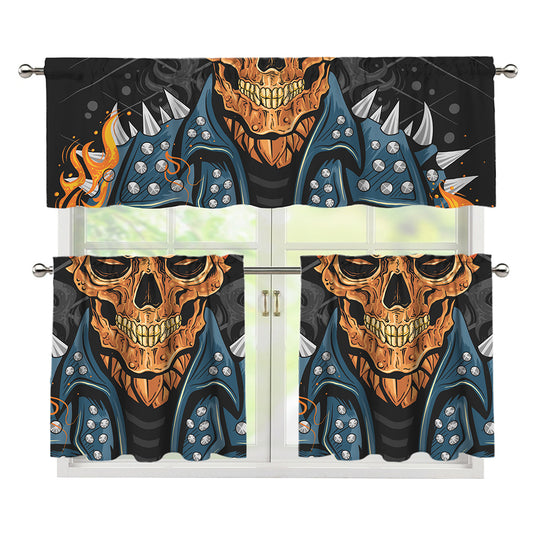 Fire Punk Devil Print 3 Piece Kitchen Curtains