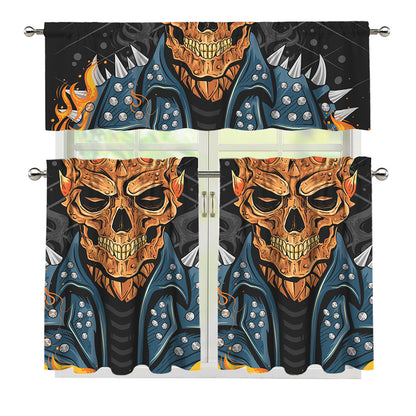 Fire Punk Devil Print 3 Piece Kitchen Curtains