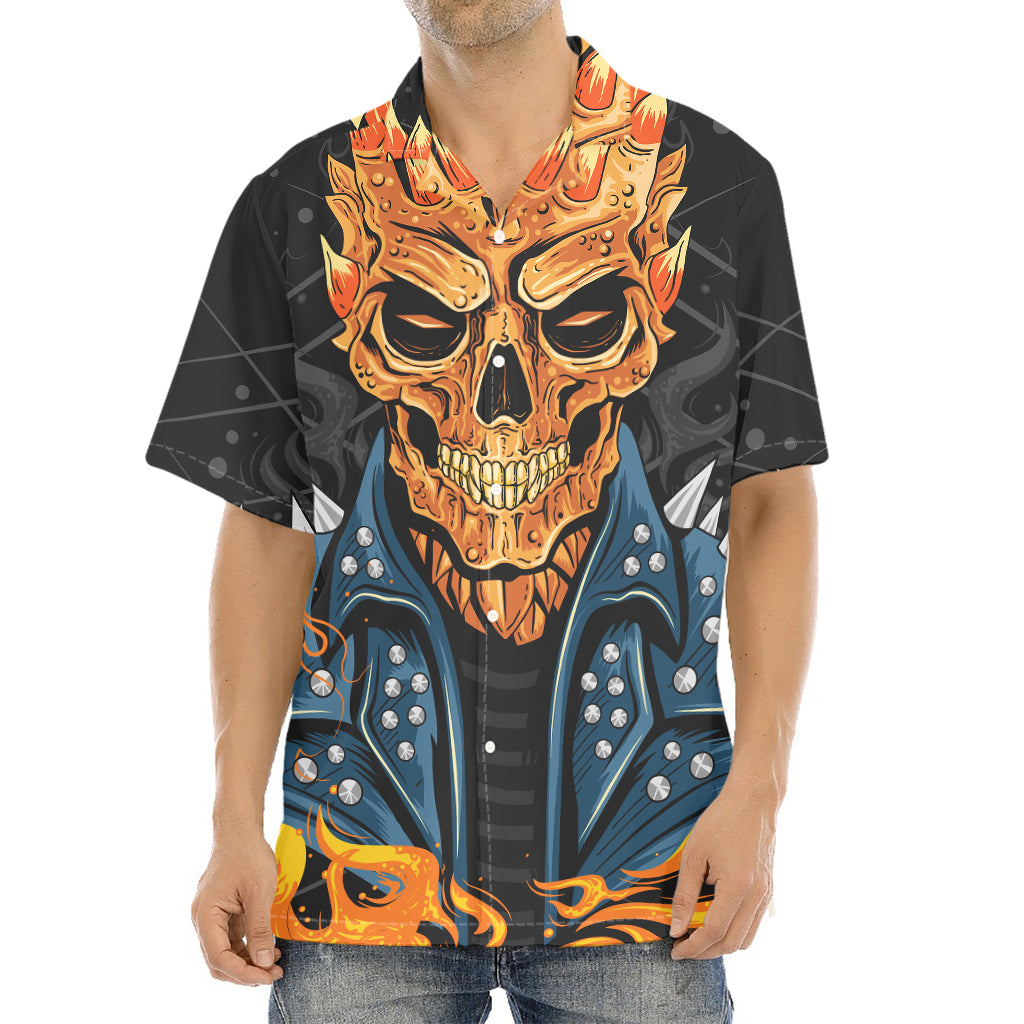 Fire Punk Devil Print Aloha Shirt